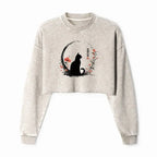 kyoto lion vintage flower crop sweatshirt for women