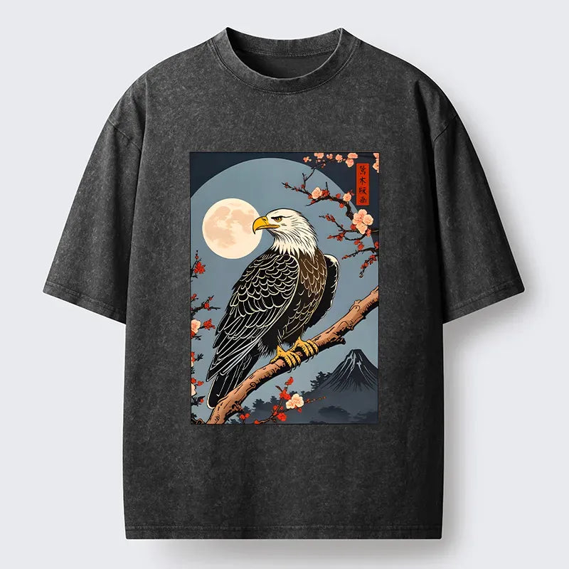 Japanese Ukiyo-e Eagle Washed T-Shirt