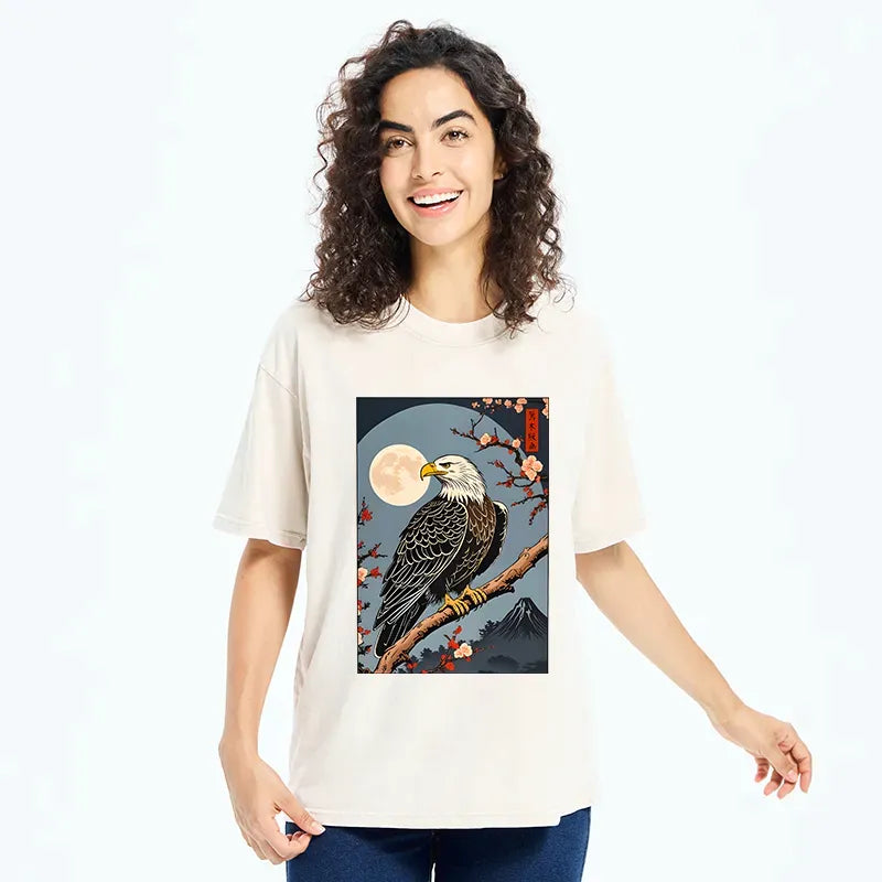 Japanese Ukiyo-e Eagle Washed T-Shirt