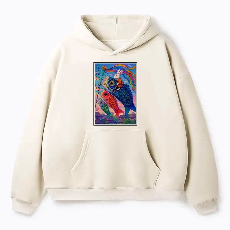 Ukiyoe Rabbit Hoodie for Casual Wear