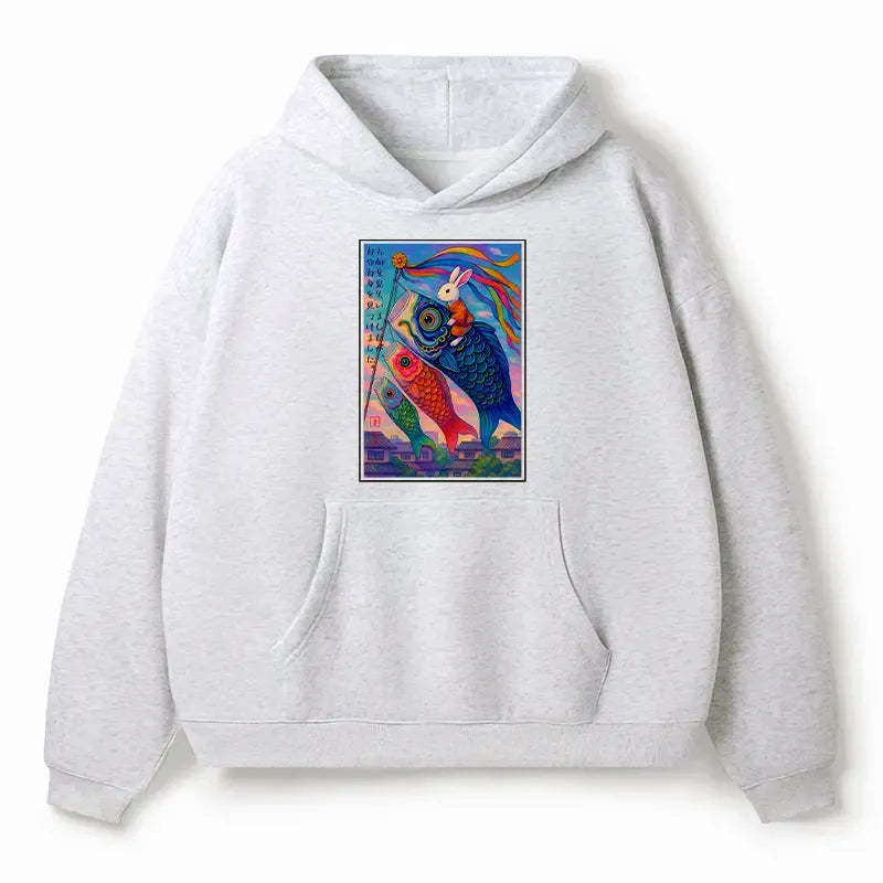 Ukiyoe Rabbit Hoodie for Casual Wear