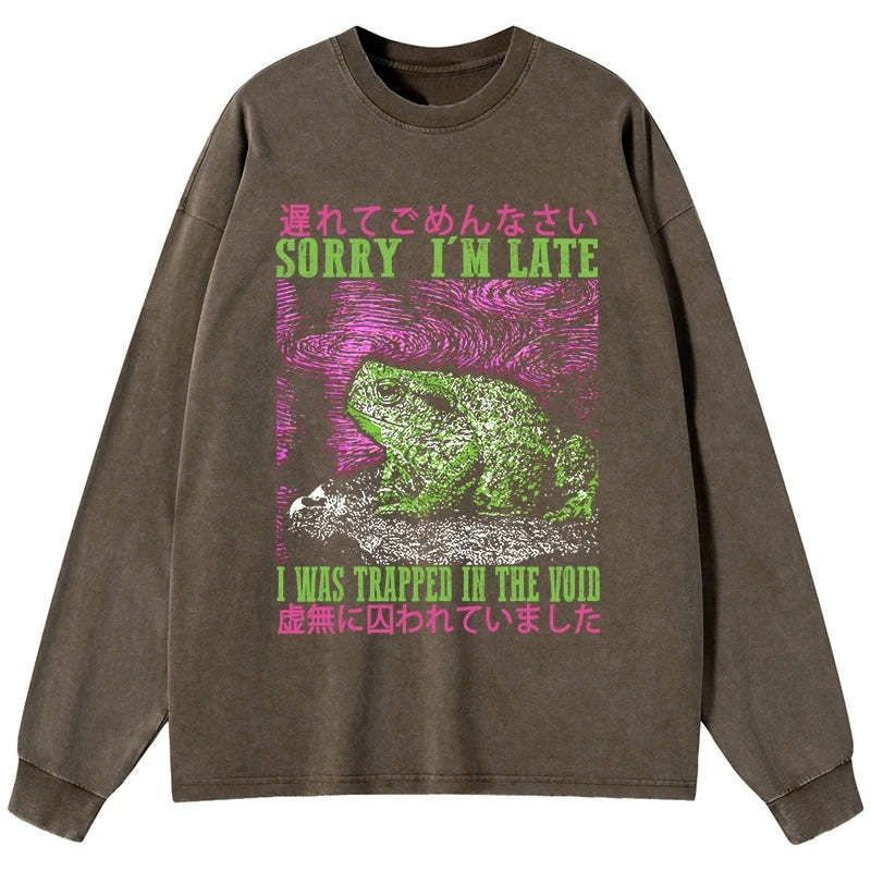 Kyoto-Lion A Frog In Distress Japanese Washed Long Sleeve T-Shirt