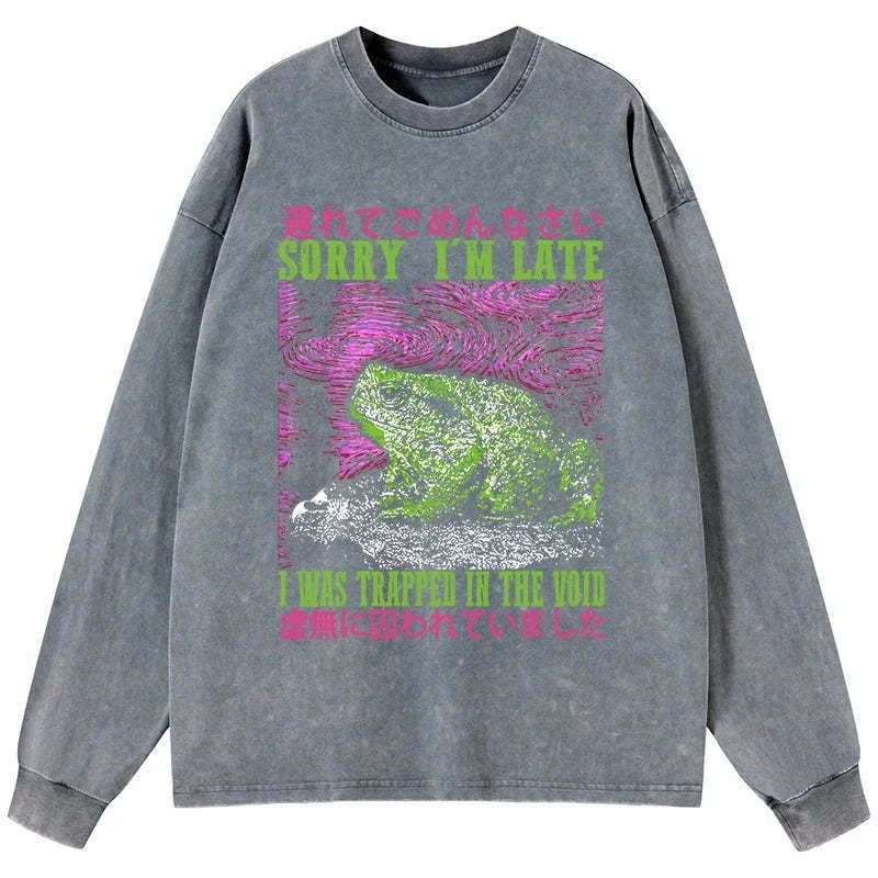 Japanese frog in distress long sleeve t-shirt gift for him