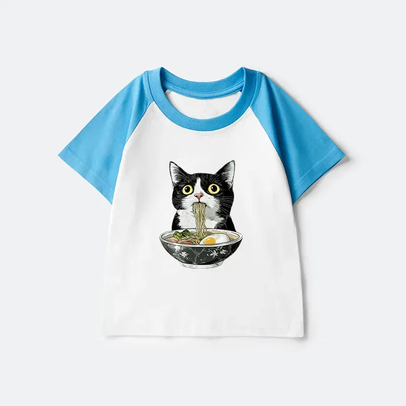 Cute Cat Ramen Kids T-Shirt