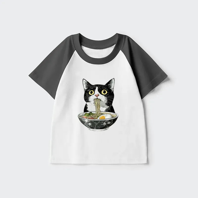 Cute Cat Ramen Kids T-Shirt