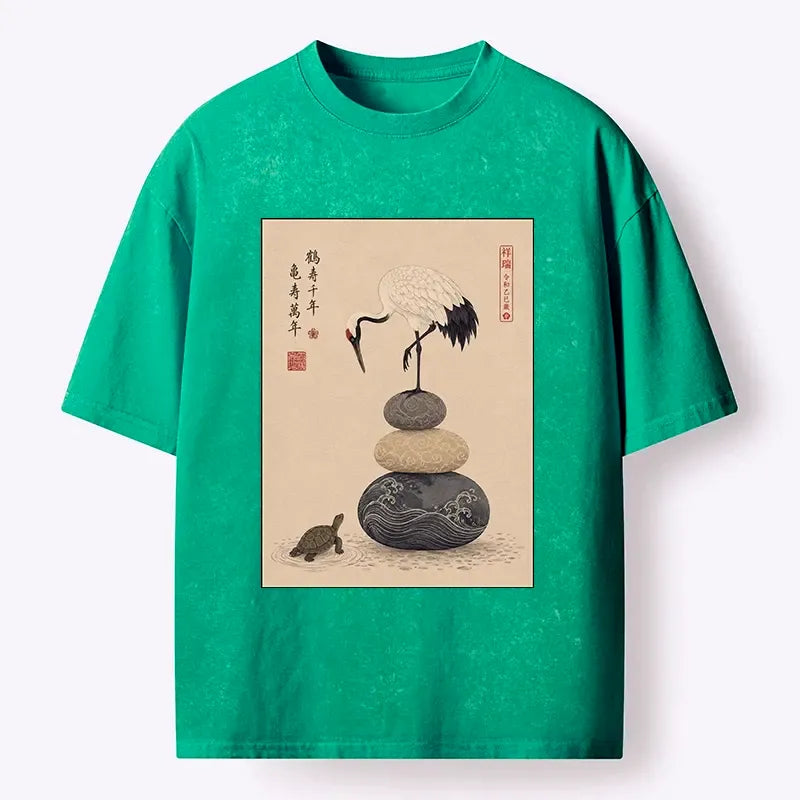 Traditional Art Washed Tee for Streetwear