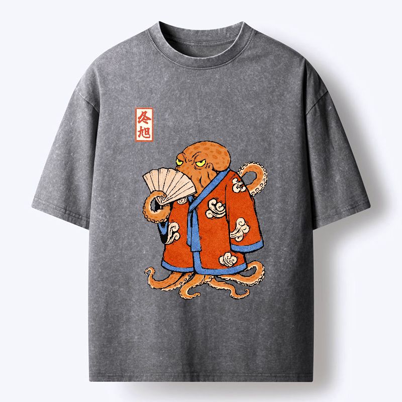 Kyoto-Lion The Octopus Duelist Washed T-Shirt
