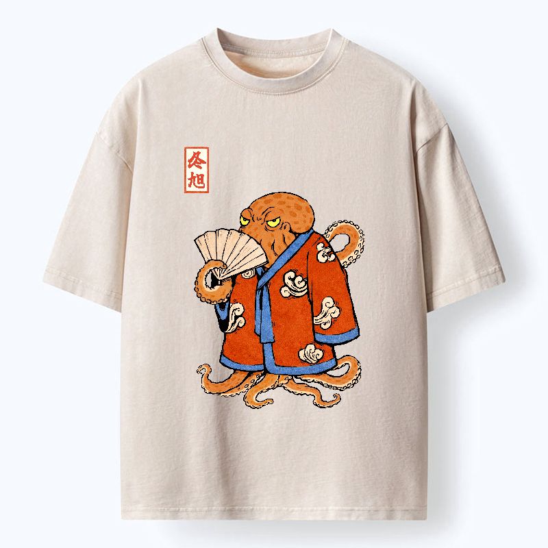 japanese octopus ukiyo-e washed t-shirt
