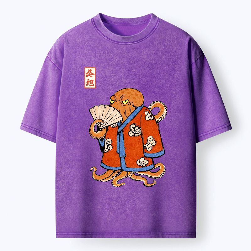 japanese octopus ukiyo-e washed t-shirt