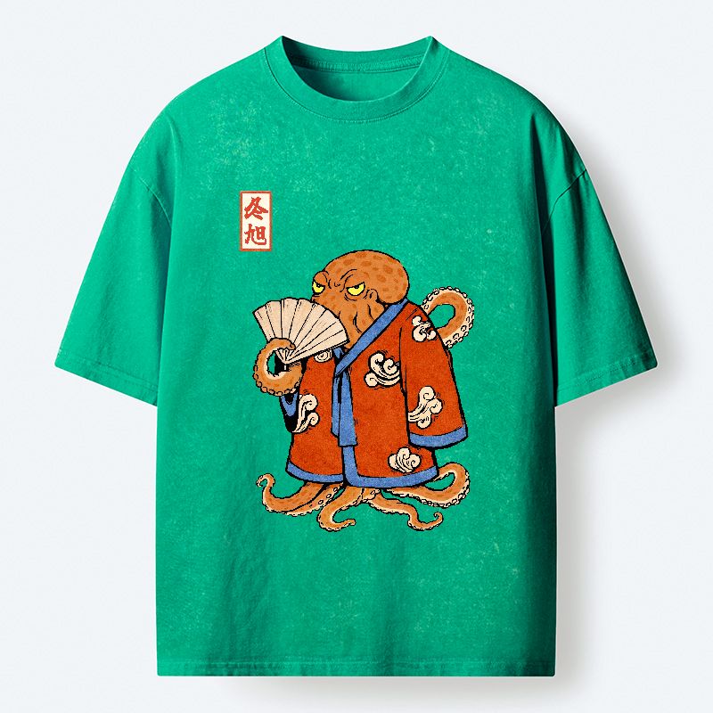 Kyoto-Lion The Octopus Duelist Washed T-Shirt