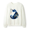 Japanese Retro Cat Waffle Sweatshirt for Daily Wear