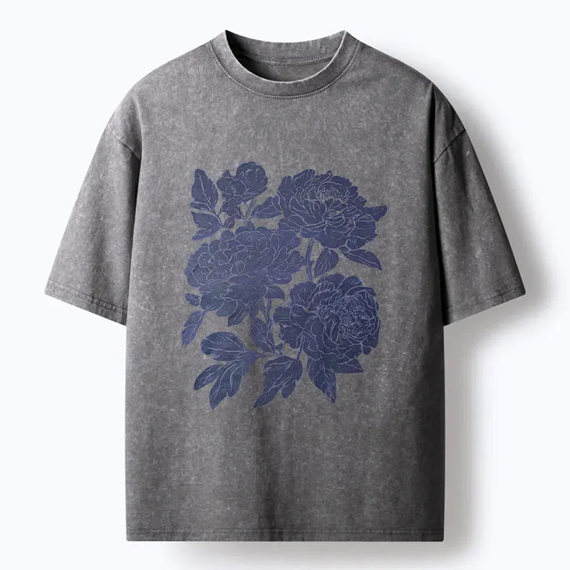 Kyoto-Lion Peony Washed T-Shirt