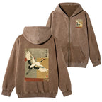 Kyoto-Lion Crane Spirit Washed Zip Hoodie