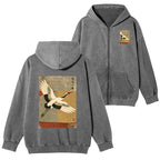 Kyoto-Lion Crane Spirit Washed Zip Hoodie