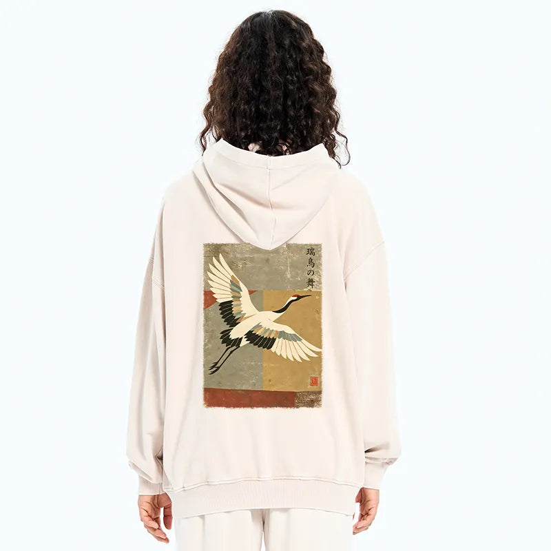 Kyoto-Lion Crane Spirit Washed Zip Hoodie
