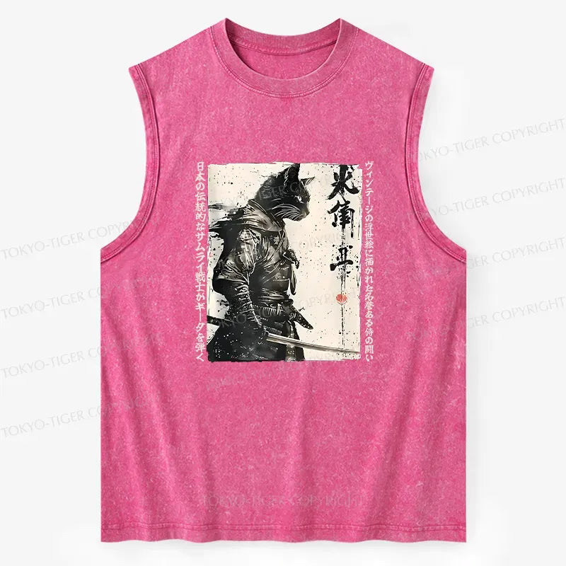 vintage samurai cat tank top
