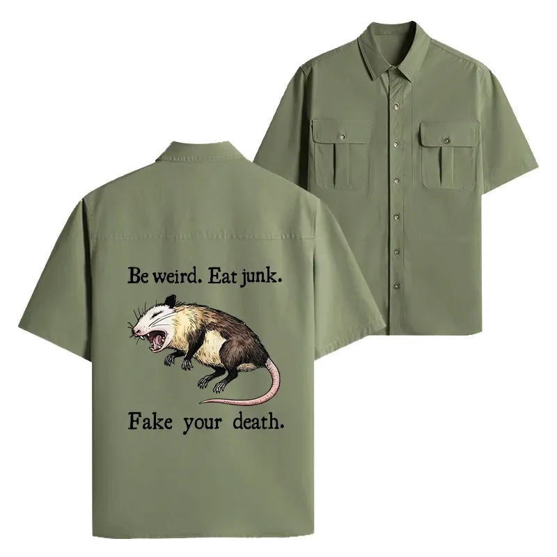 Kyoto-Lion Possum Playing Dead Work Shirt