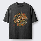 Sleepy Raccoon Washed T-Shirt for Daily Wear
