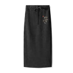 Kyoto-Lion Minimal Asian Ink Brush Gecko Vibe Washed Terry Skirt