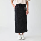 Kyoto-Lion Minimal Asian Ink Brush Gecko Vibe Washed Terry Skirt