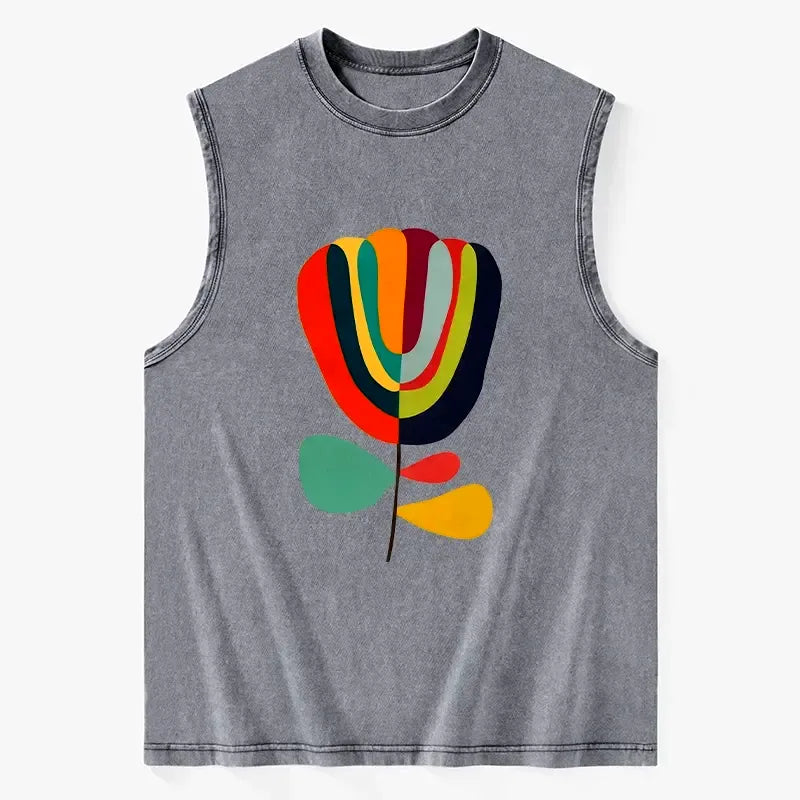 Colorful Flower Minimalist Washed Tank