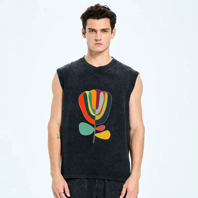 Colorful Flower Minimalist Washed Tank