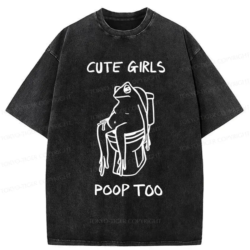Kyoto-Lion Pooping Frog Washed T-Shirt