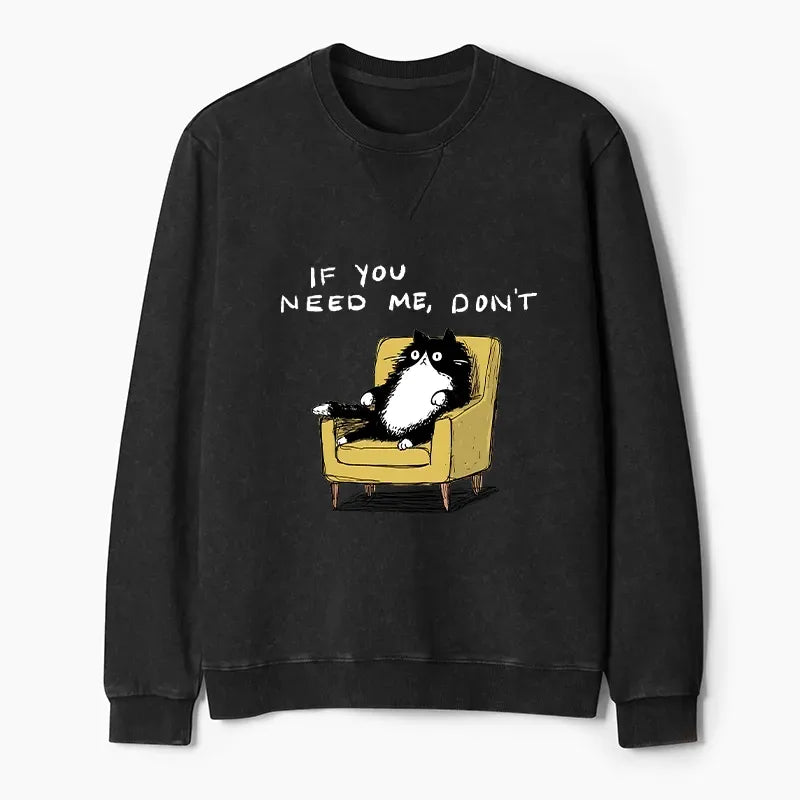 Japanese vintage cat sweatshirt for daily wear