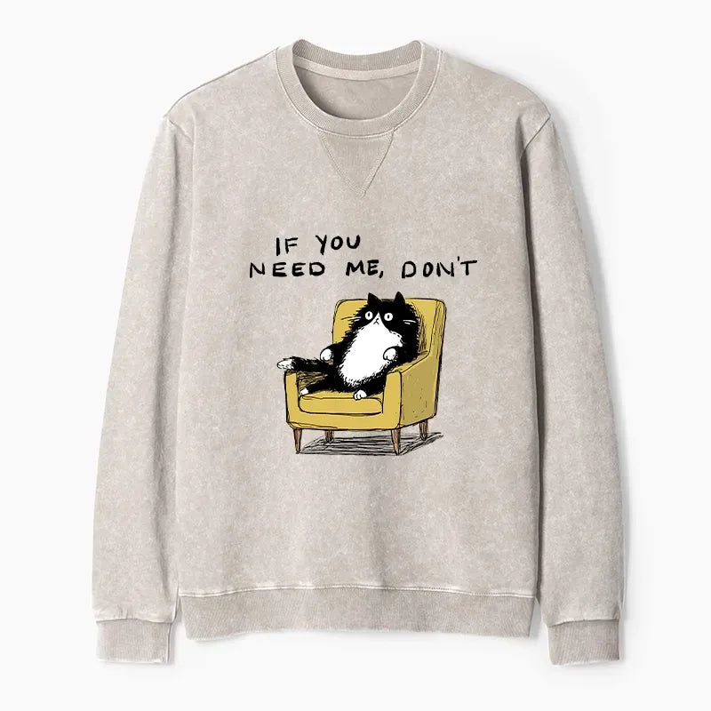 Japanese vintage cat sweatshirt for daily wear