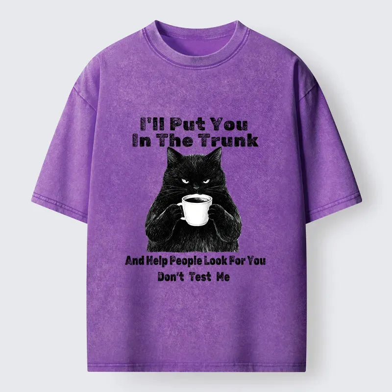 Japanese Black Cat Washed T-Shirt