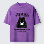 Japanese Black Cat Washed T-Shirt