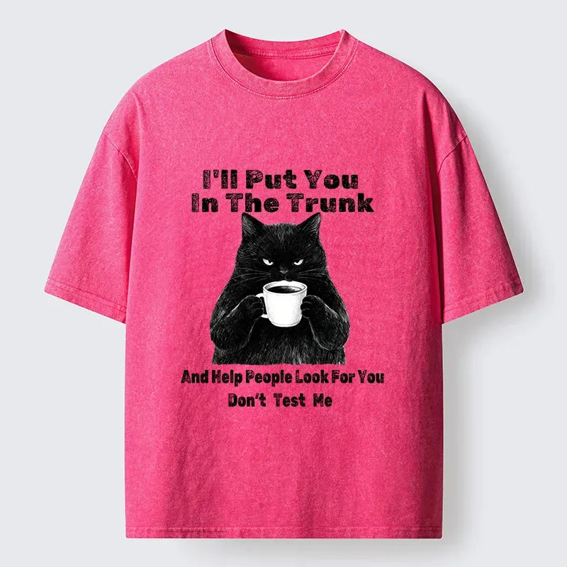 Japanese Black Cat Washed T-Shirt