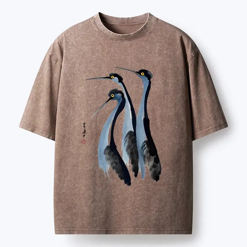 Kyoto-Lion Blue Crane Washed T-Shirt