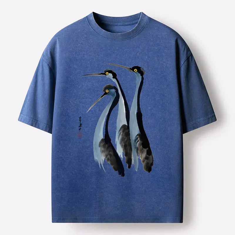 Kyoto-Lion Blue Crane Washed T-Shirt