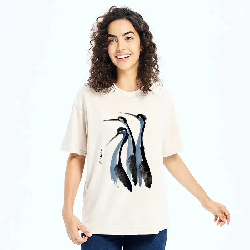 Kyoto-Lion Blue Crane Washed T-Shirt
