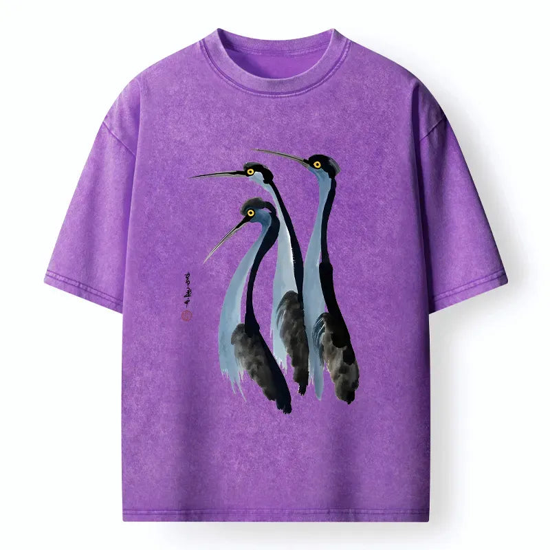 Kyoto-Lion Blue Crane Washed T-Shirt
