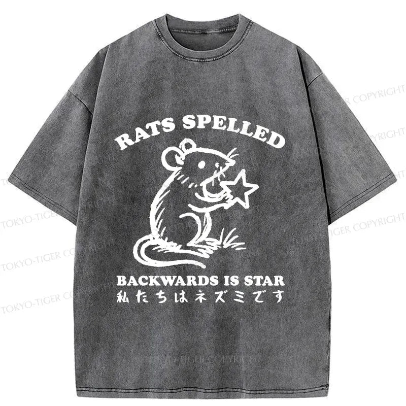 Kyoto-Lion Funny Rats Washed T-Shirt