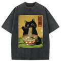 Vintage Japanese Cat Eating Ramen Tee