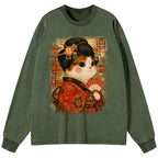 Ukiyoe Japanese Cat Princess Long Sleeve T-Shirt