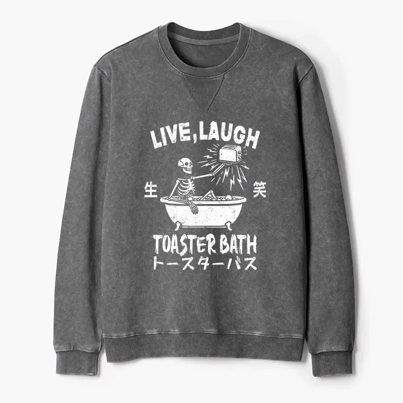 Kyoto-Lion Funny Electric Shock Skeleton Washed Terry Sweatshirt