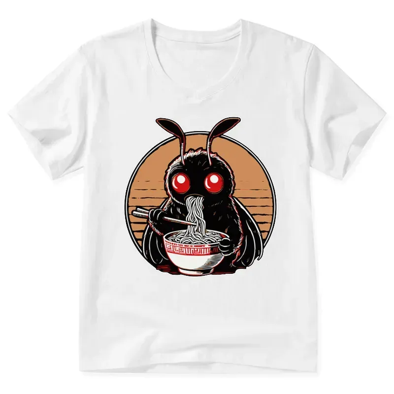 mothman eats ramen japanese v neck t shirt