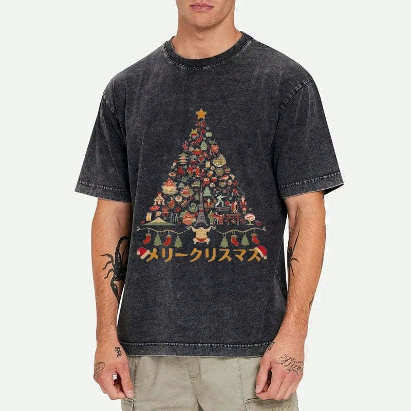 japanese christmas tree t-shirt for holiday