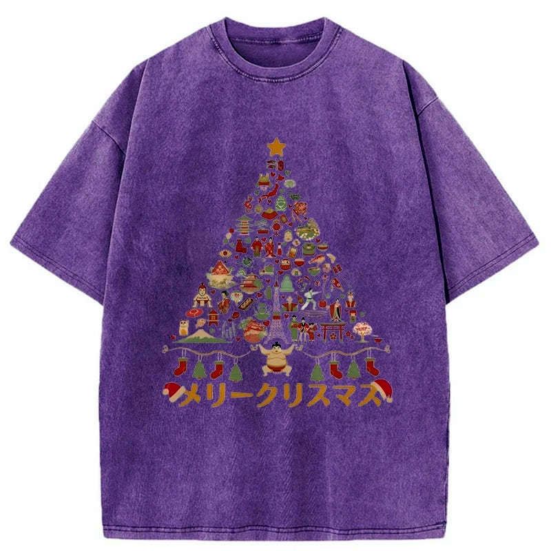 washed unisex tee with japanese icons