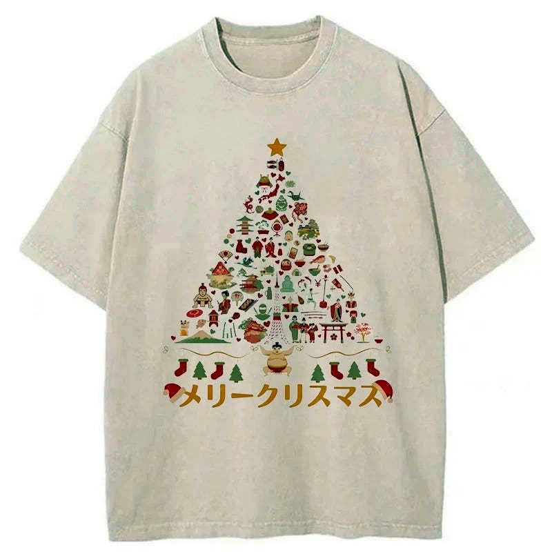 washed unisex tee with japanese icons