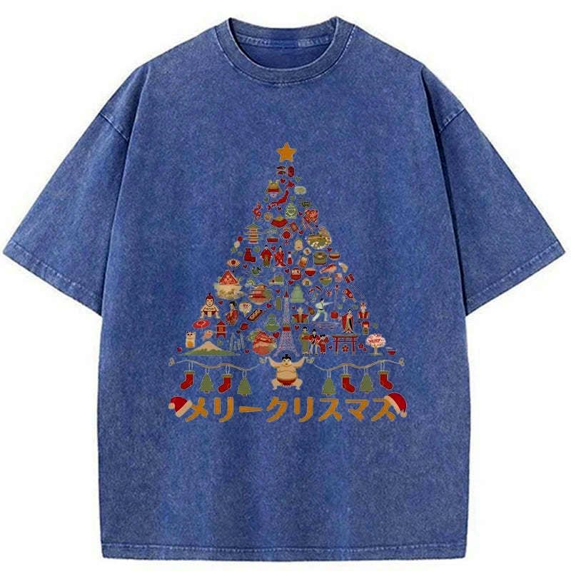 washed unisex tee with japanese icons