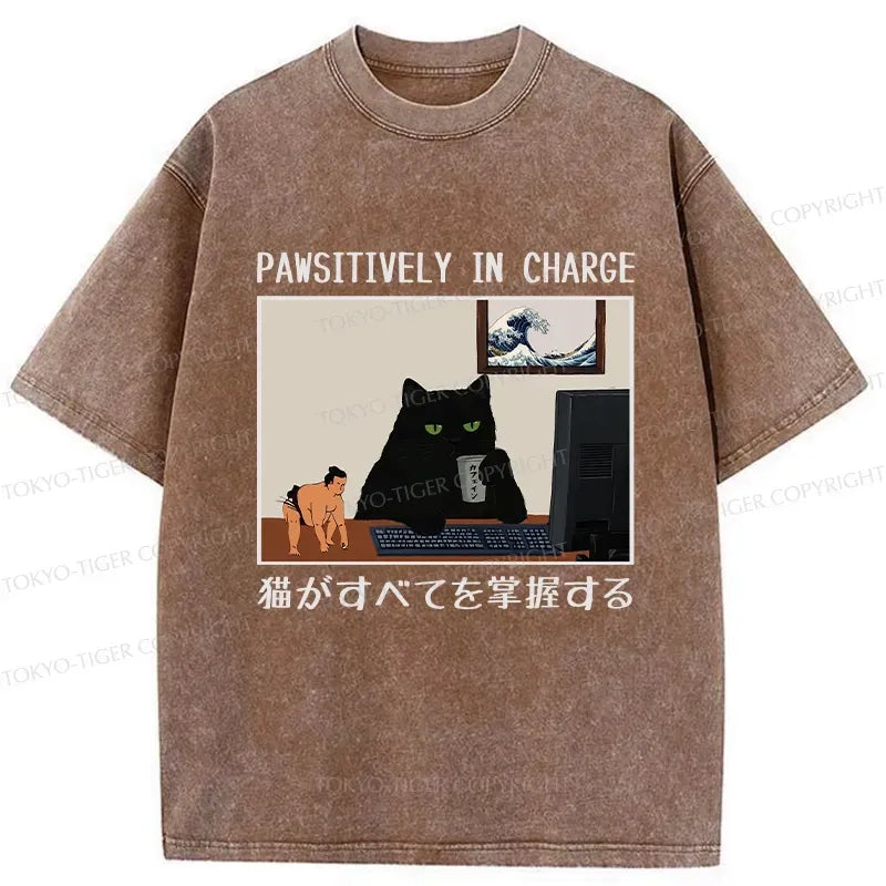 Kyoto-Lion Pawsitively In Charge Washed T-Shirt