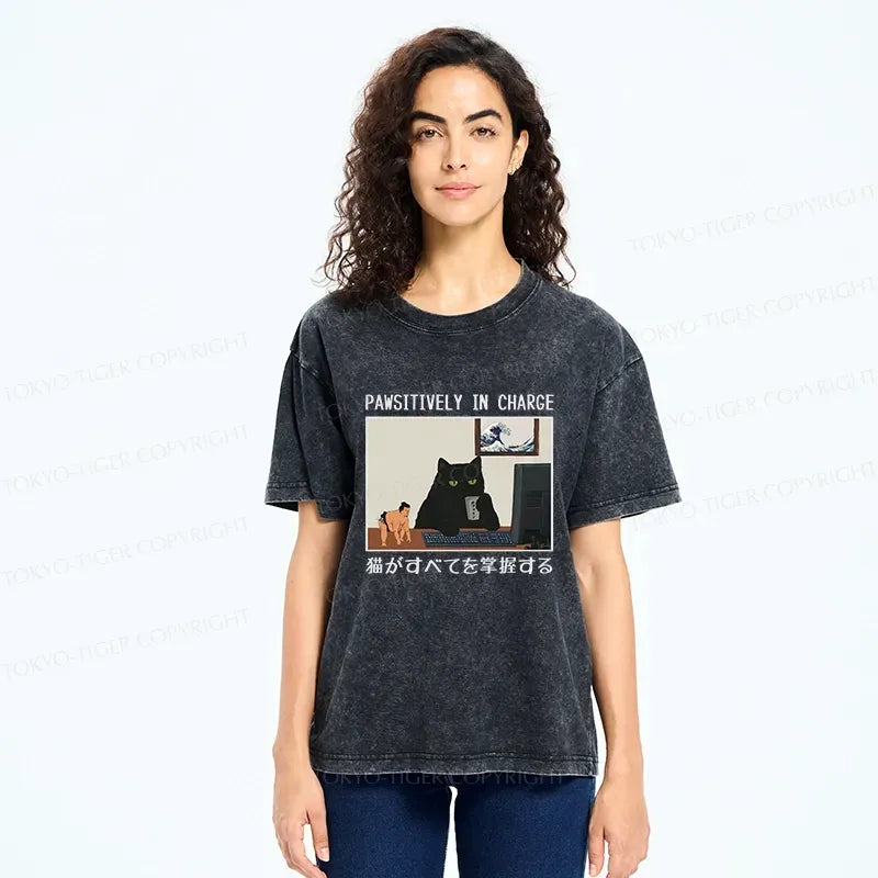 Kyoto-Lion Pawsitively In Charge Washed T-Shirt