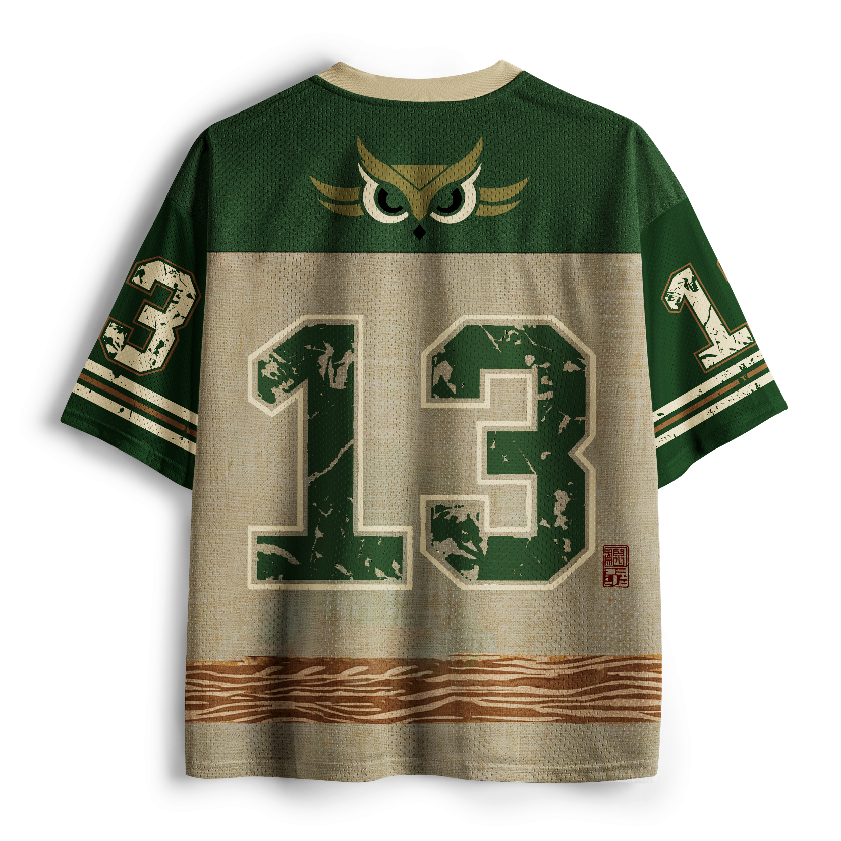Kyoto-Lion Vintage Linen Owl No.13 Mesh Jersey