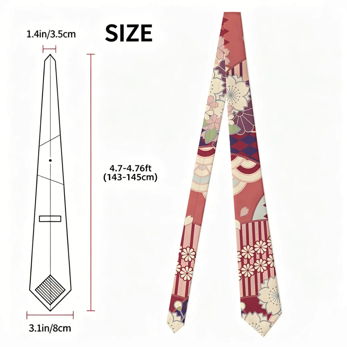 Japanese Vintage Floral Necktie for Men