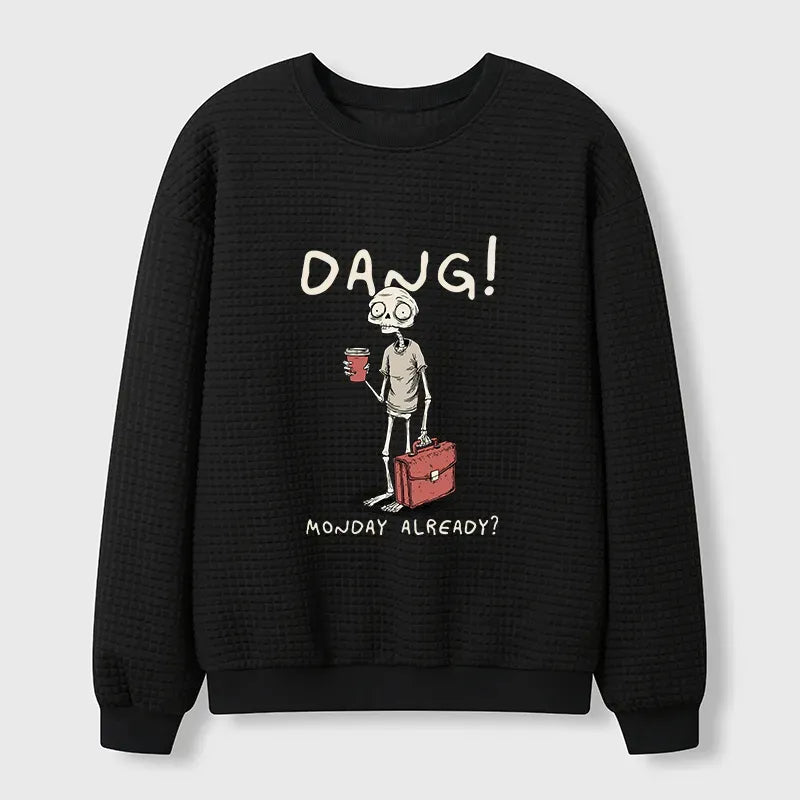 Kyoto-Lion Workday Of The Skeleton Man Waffle Sweatshirt